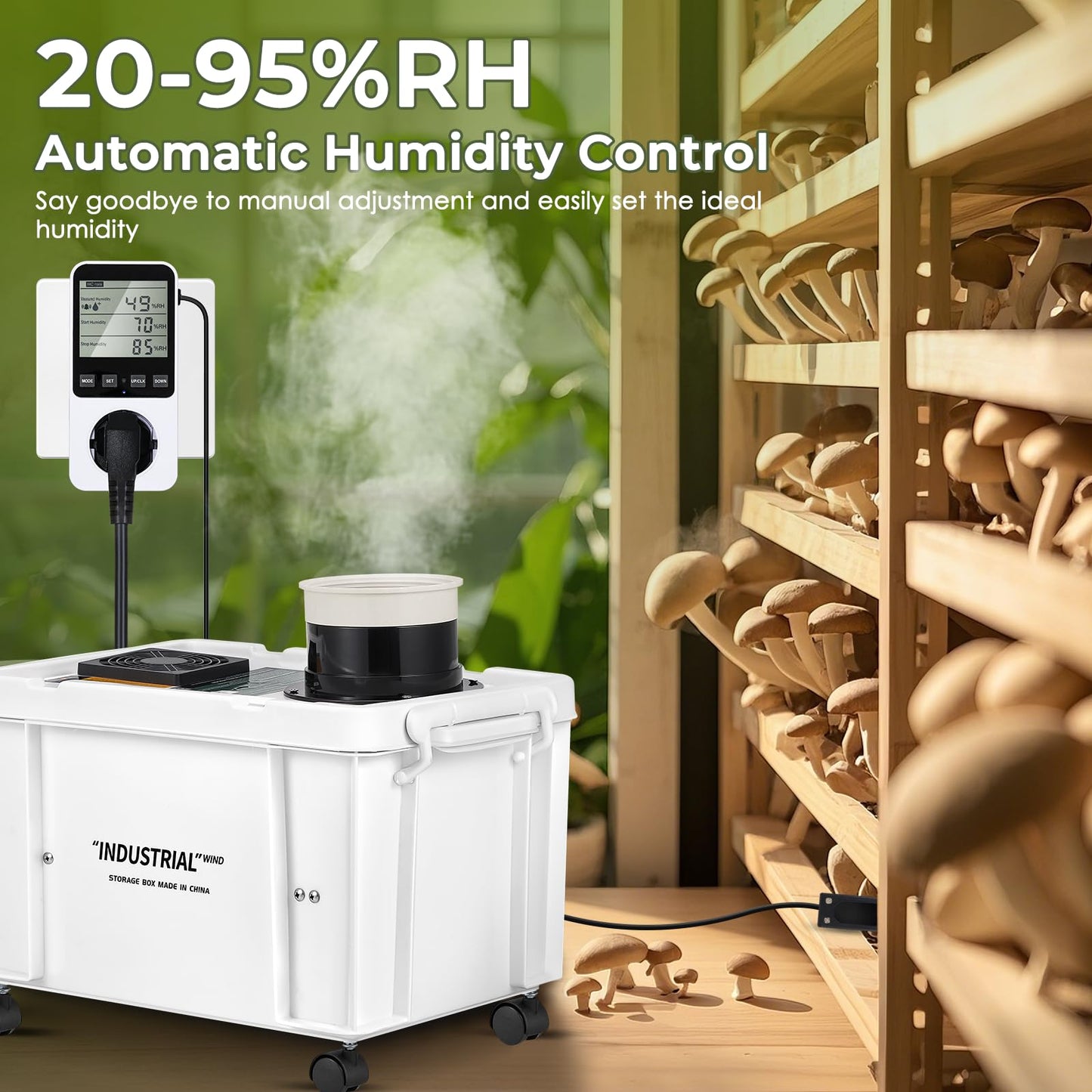 Mxmoonant 20kg/H Ultrasonic Mist Maker DIY Humidifier Kit, Adjustable Mist Volume | Automatic Water Filling | Humidity Controller Cool Mist Humidifier for Mushroom Growing, Greenhouses 110V