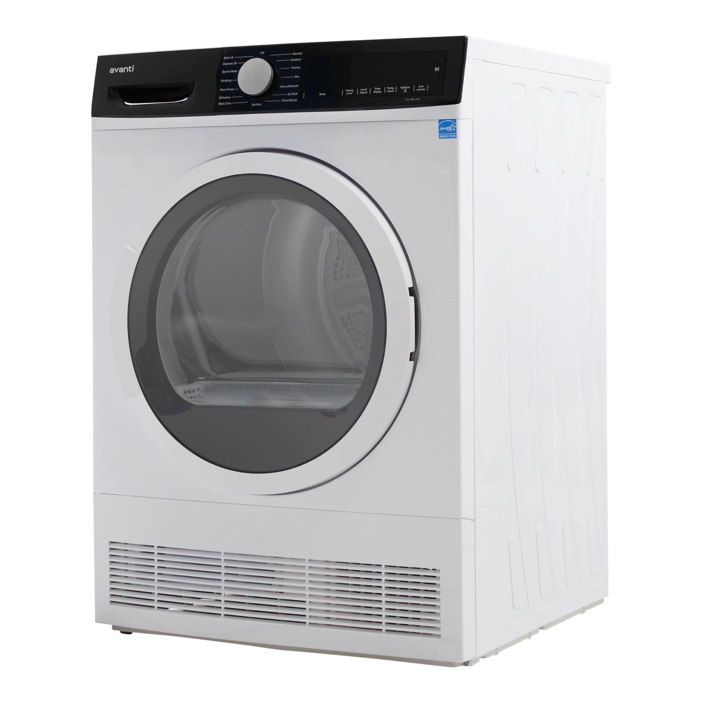 Avanti Front Load Clothes Dryer Compact 4.0 Cu. Ft. Capacity, ENERGY STAR Certified with Digital Controls, 15 Drying Cycles, Anti-Wrinkle, in White