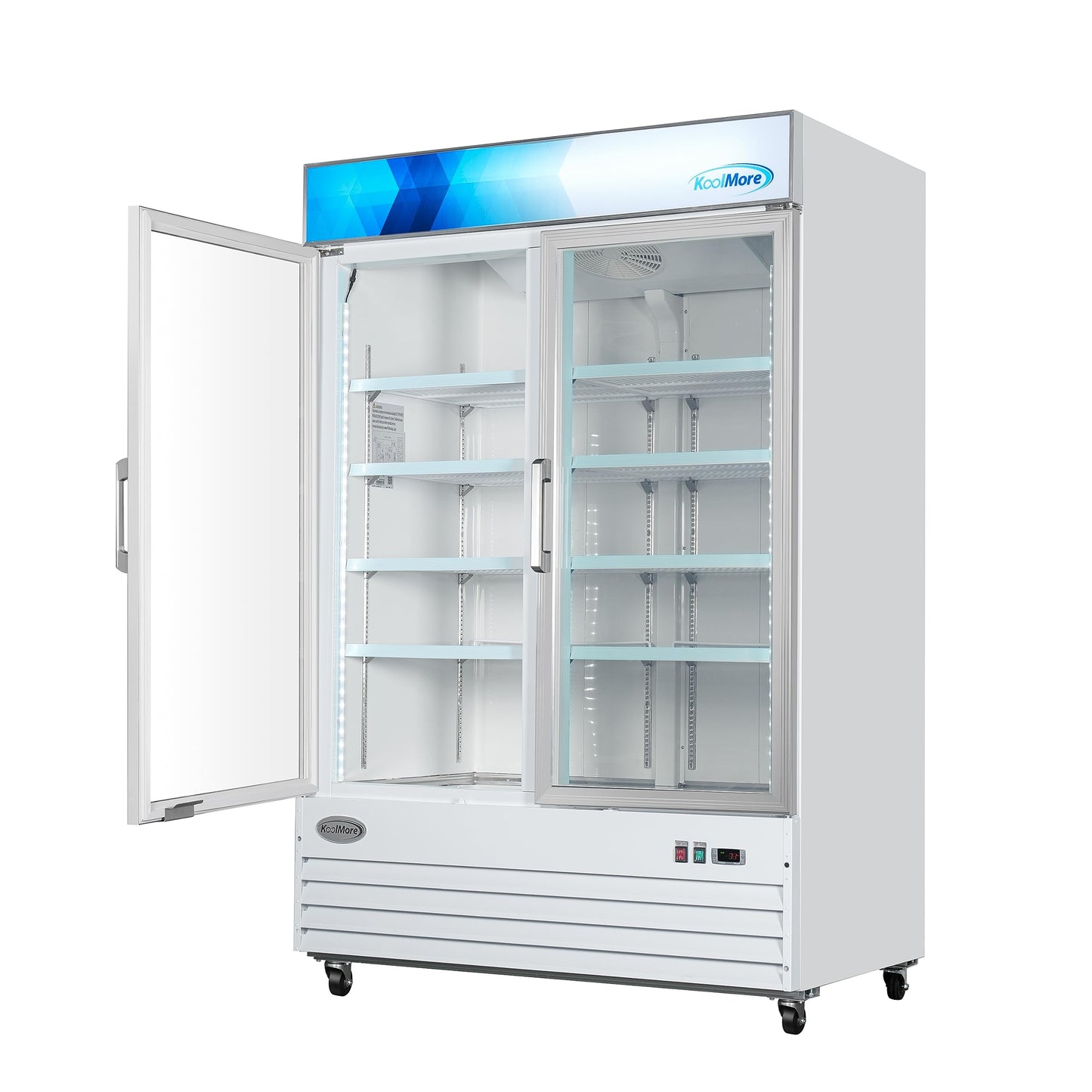 KoolMore 53 in. Commercial Two Glass Door Display Upright Freezer Merchandiser in White 45 Cu. Ft. (MDF-2GD-45C-WH)