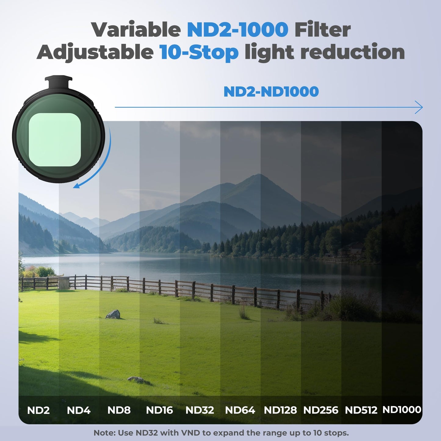 Freewell Pro Hybrid Magnetic Filter 1 to 10 Stop Variable ND/CPL with ND32, Soft Gradient 1.2, Black Glow Mist Compatible with Freewell iPhone Case & Cage