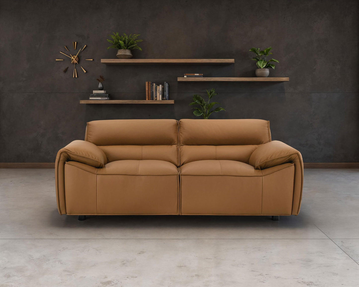 Coaster Home Furnishings - Buxton - Top Grain Leather - Upholstered Leather Loveseat with Track Arms, Tight Back, Low-Profile Frame and Full Foam Seating - Living Room - Orange - 509502