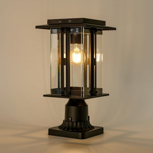 LUTEC Solar Lamp Post Light, Dusk to Dawn, 200 Lumens, Waterproof, Black, Model 6973002012
