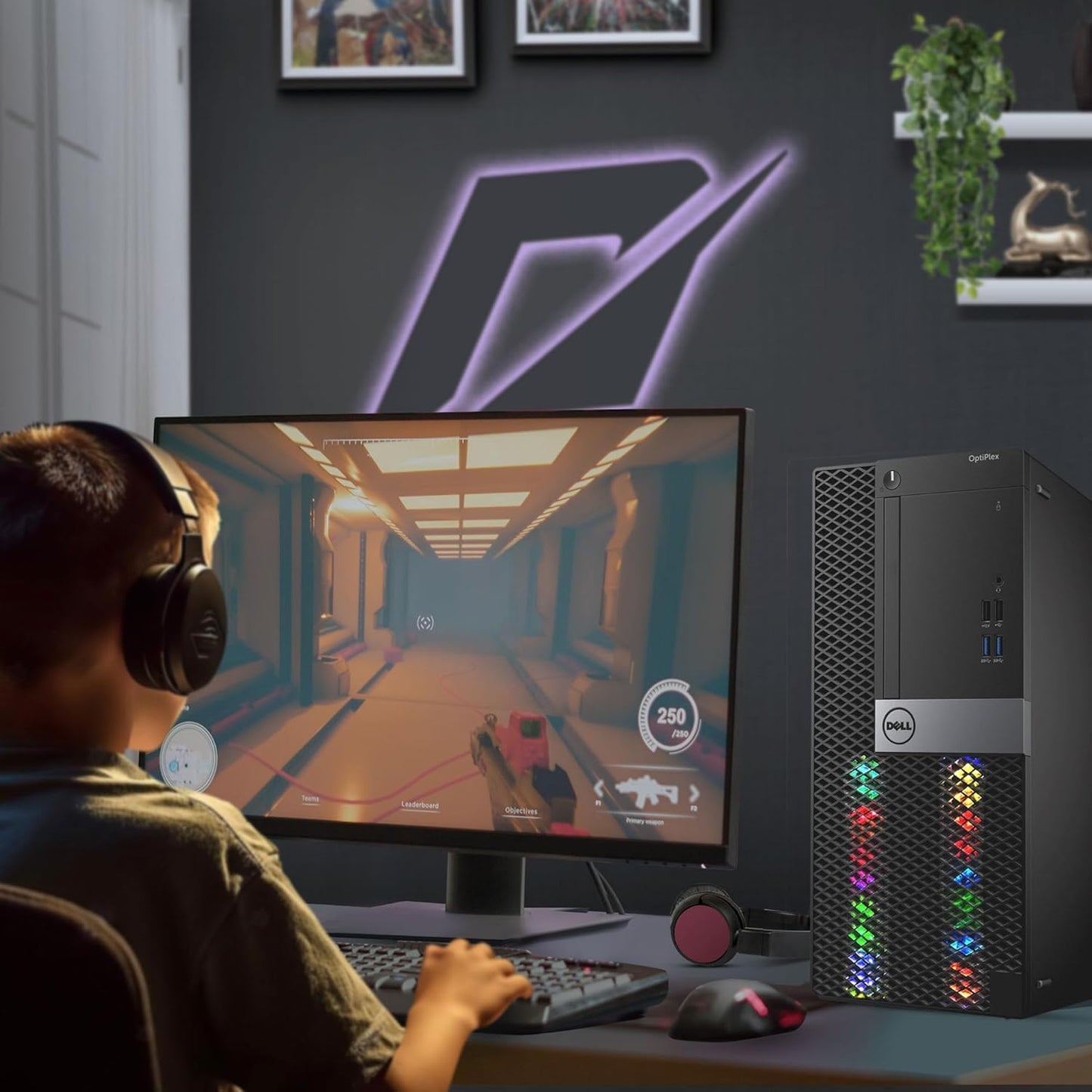 Dell RGB Gaming Tower Computer, Intel Core i7 6th Gen, GeForce GTX 1050 Ti 4G, 16GB RAM, 512GB SSD, Prebuilt Gaming Desktop PC with Built-in WiFi & RGB Set, Windows 11 Pro (Renewed)