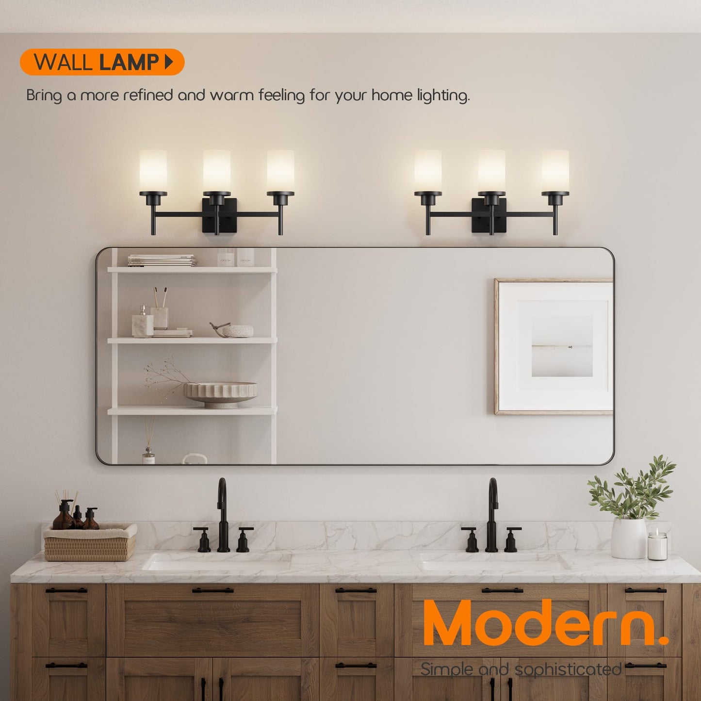 AONEON 3-Light Vanity Lighting Fixtures Oil Rubbed Bronze with White Frosted Glass Shade, Model T001ORB-L3