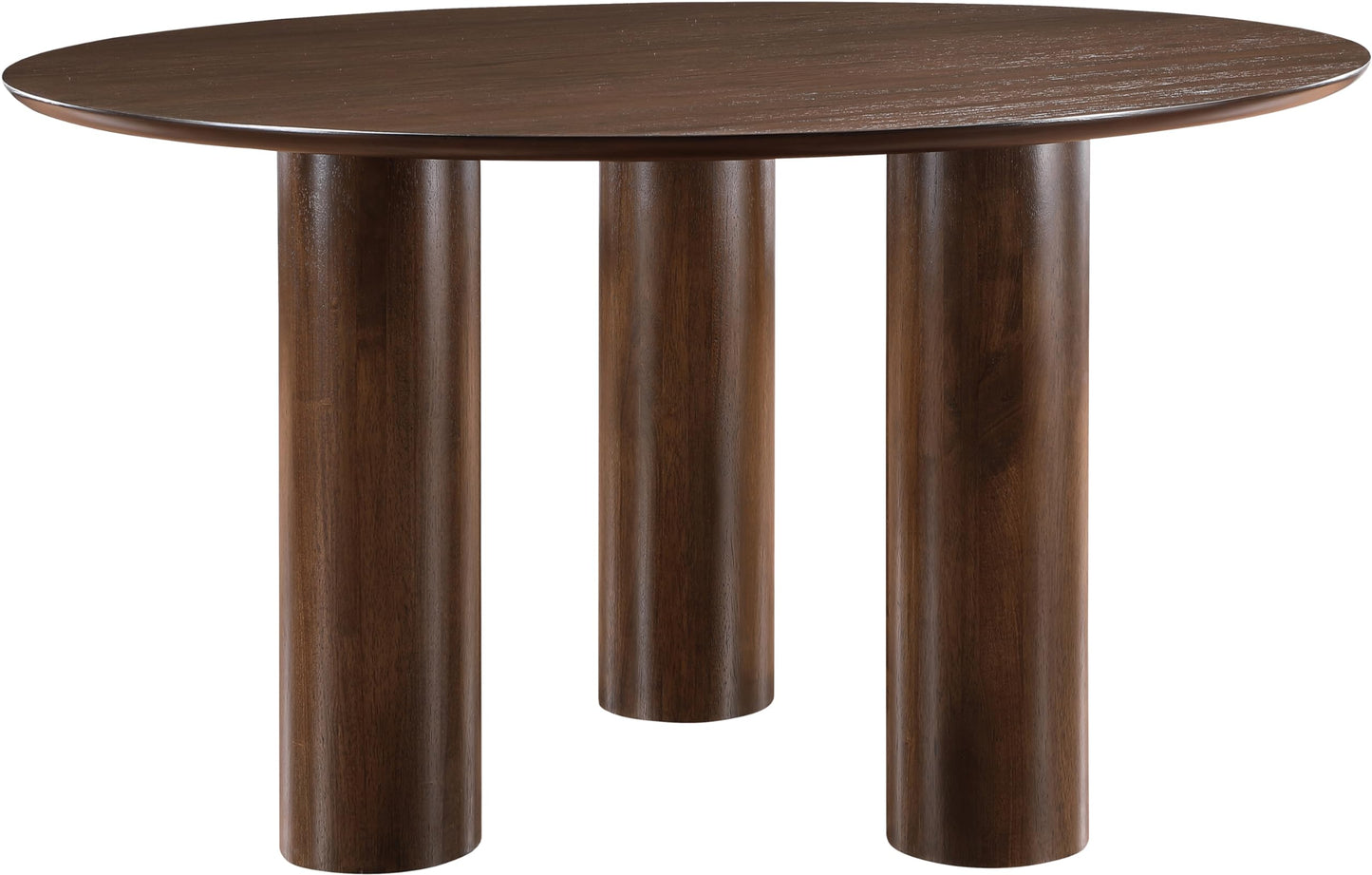 Meridian Furniture 943Brown-T Colosseum Collection Mid-Century Modern Dining Table with Rich Brown Walnut Finish, Oak Veneer, Mix of Solid Wood and MDF, 54" W x 54" D x 30" H, Brown