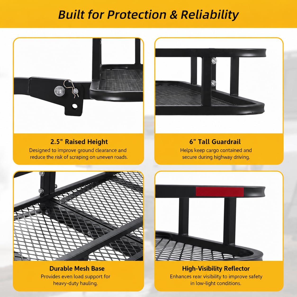 Hitch Cargo Carrier with Waterproof Bag, 60" x 20" x 6" Trailer Hitch Cargo Basket, 500 lbs Capacity Rear Luggage Rack with Cargo Net & Ratchet Straps, Fits 2" Hitch Receiver for SUV, Truck, Pickup