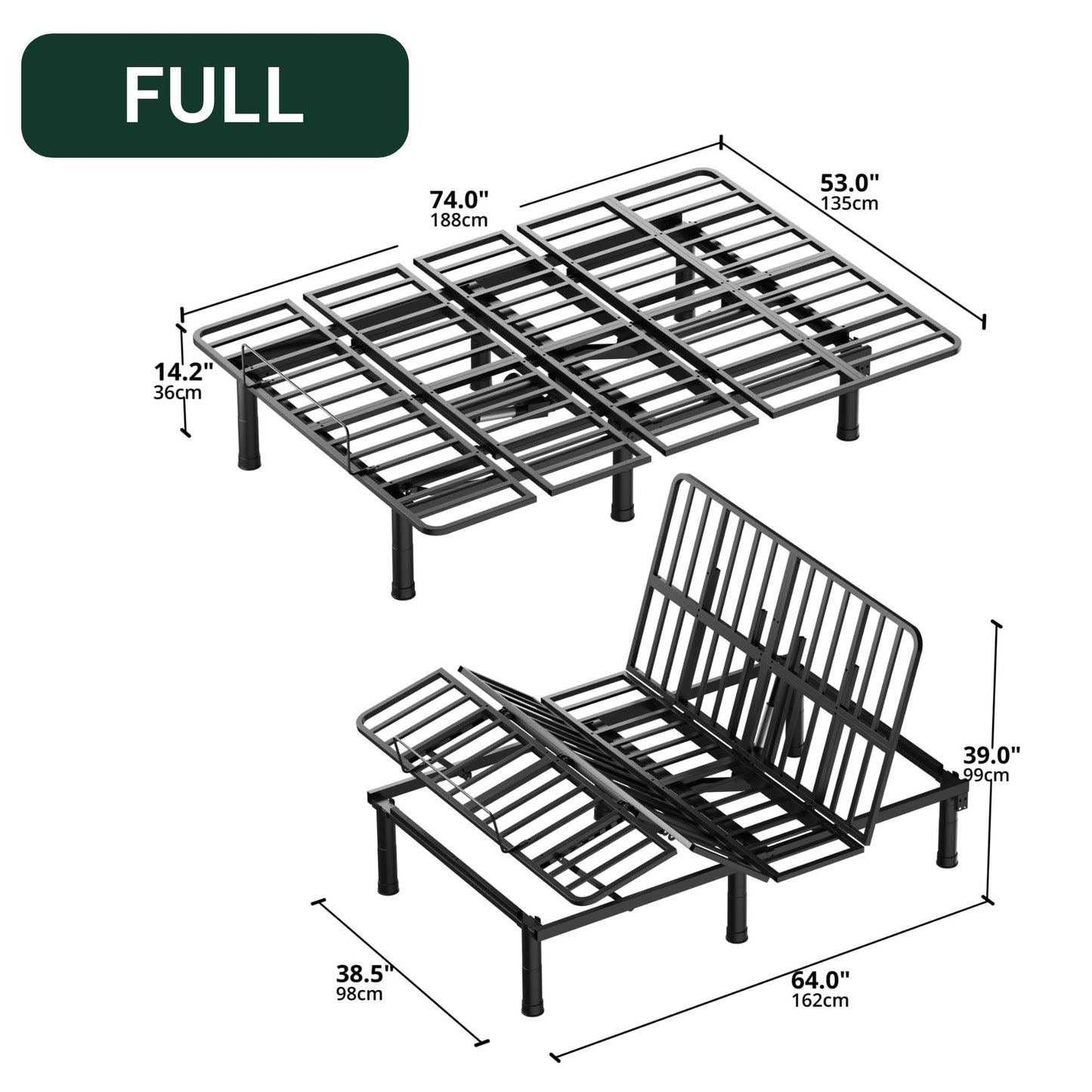 SunsGrove Full Adjustable Bed Frame with Wireless Remote, Zero Gravity, Head & Foot Incline, Anti-Snore, Memory Presets, Quiet Motor, Electric Bed with Adjustable Leg Heights