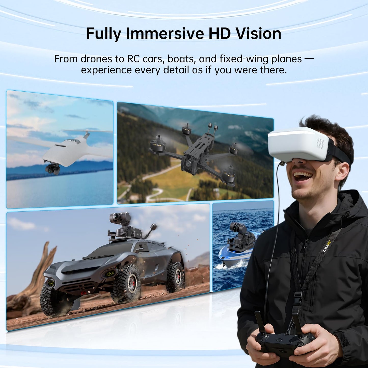 CADDXFPV Walksnail Avatar HD FPV Goggles L – 1080p 4.5-Inch Screen, Head Tracking, Immersive Flight Experience, PPM Signal, Micro SD Slot, Lens Customization, Compatible with All Walksnail VTX Kits