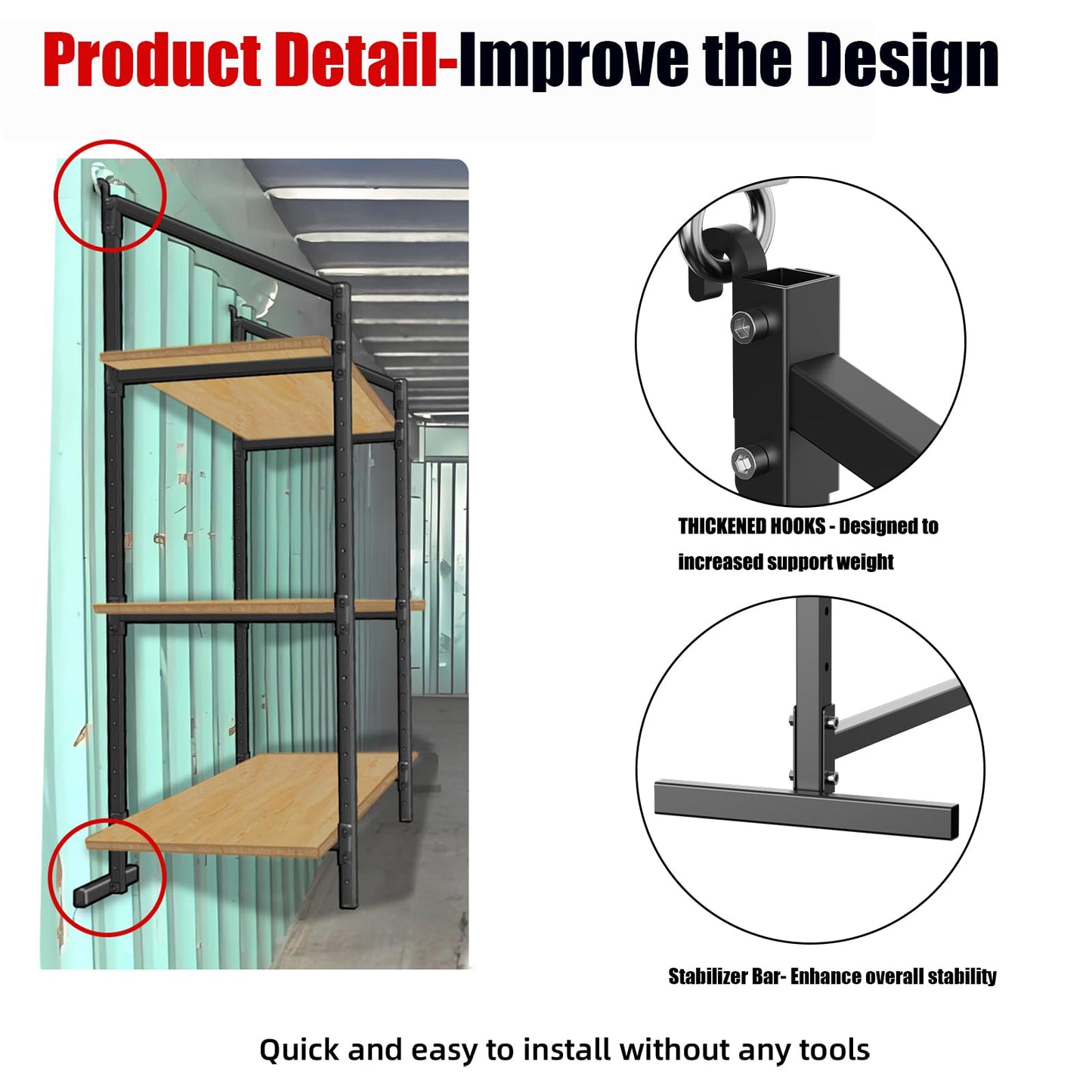 4 Pack Heavy-Duty Shipping Container Shelves with 57"(H) X 18"(W)