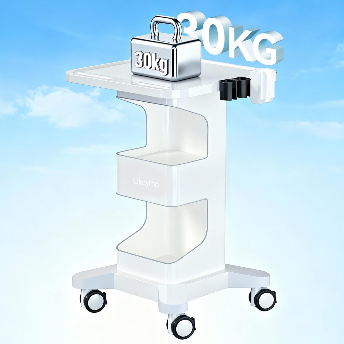 Likaymo Medical Trolley Cart for Laptop Dental, Large Storage & Lockable Wheels, Universal Holder for Intraoral Scanner, 30kg Capacity for Dental Clinic,Hospital
