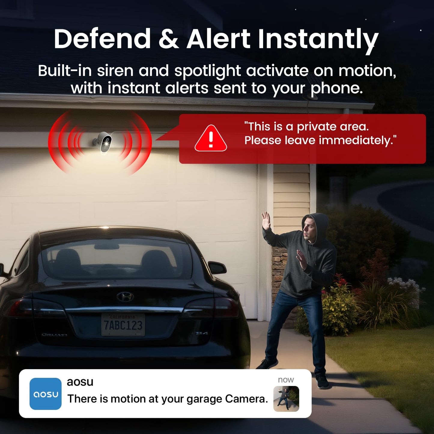 aosu Solar Security Cameras Wireless Outdoor, 2K HD Home Security Camera System, PIR + AI Human Detection, Color Night Vision, Easy to Set Up, Local Storage, No Subscription Required, 4-Cam Kit
