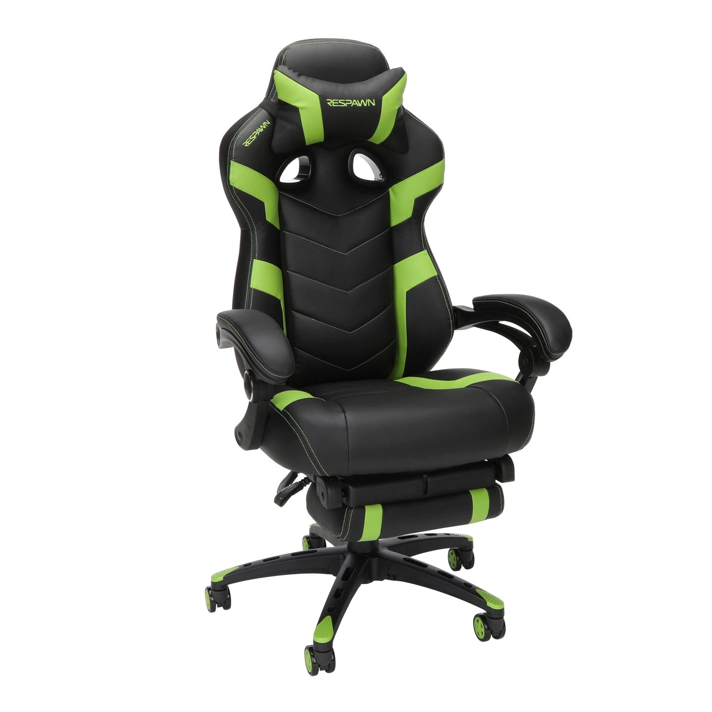 Respawn 110 Pro Ergonomic Gaming Chair with Footrest for Adults - Comfortable Office Gaming Recliner with Lumbar Support and Headrest, Racing Style Video Game Chairs for Computer Gamer - Green