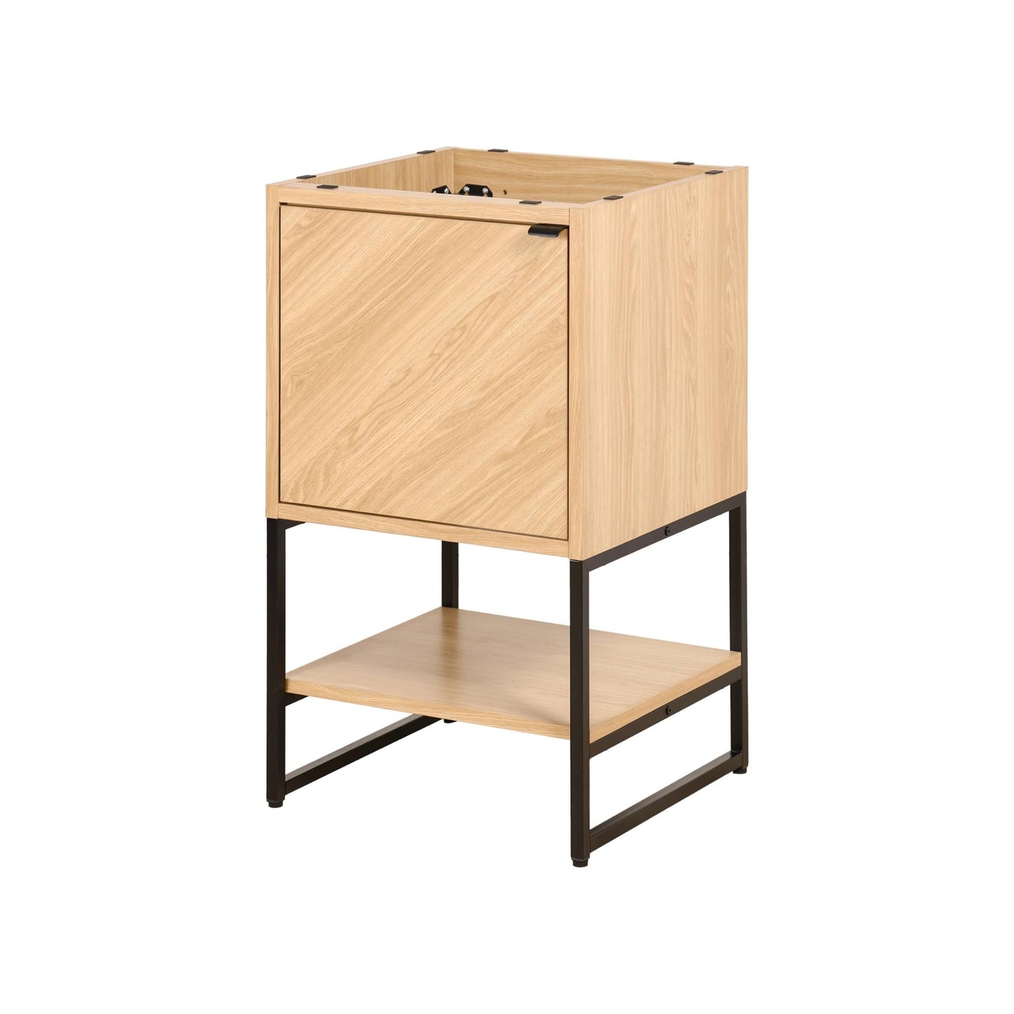 JONATHAN Y Juhl 20 in. W x 18 in. D x 33 in. H Modern Bathroom Vanity Cabinet with Chevron-Front and Soft-Close Door, Oak Freestanding Storage (Sink Basin Not Included) VAN1012A