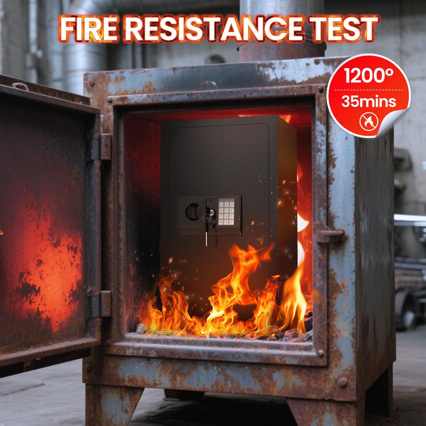 𝟑𝟓 𝑴𝒊𝒏𝒔 𝐅𝐢𝐫𝐞𝐩𝐫𝐨𝐨𝐟 Safe for Home,7.5 𝐂𝐮 𝐅𝐭 Extra Large Safe Box with Digital Keypad, Heavy Duty Fire Resistant Safe for Documents, Cash, Jewelry & Valuables