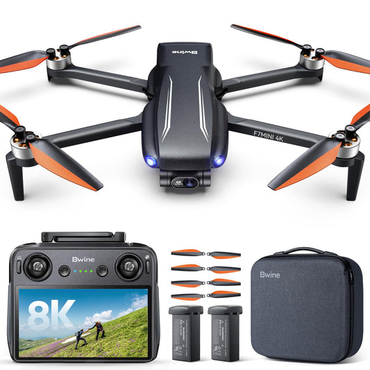 Bwine F7MINI 4K(RC3) Drones with Camera for Adults, 8K Photo 4K Video, RC with 1080P Screen, 20000ft Transmission, 64min Flight, 3-Axis Gimbal, 249g FAA-Exempt, GPS Track, Auto Return, Beginner Mode