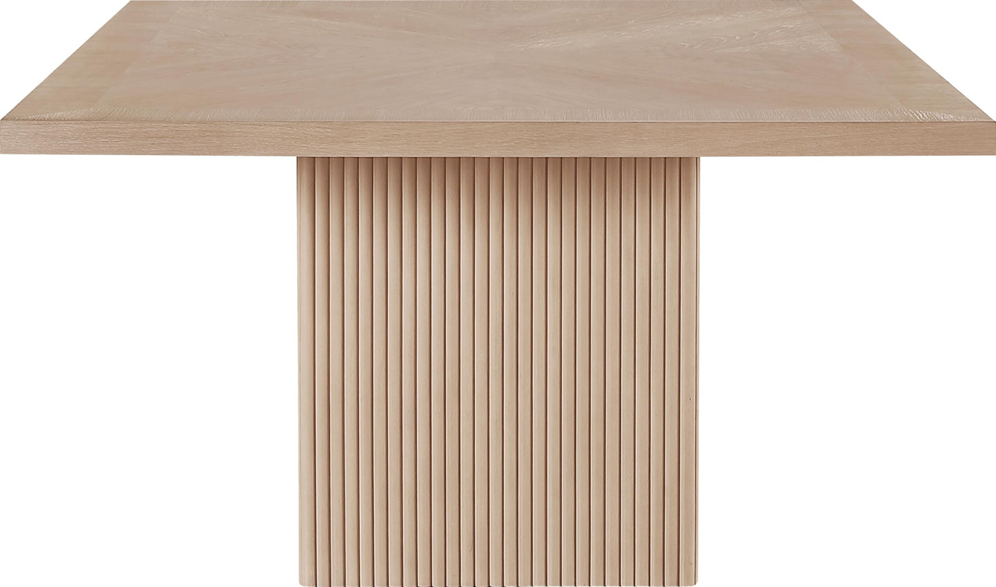 Meridian Furniture 729Oak-T Belinda Collection Mid-Century Modern Dining Table, Solid Wood Base, Natural Finish Oak Wood Veneer MDF Top, Square Top, Fluted Base, 54" W x 54" D x 31" H, Oak
