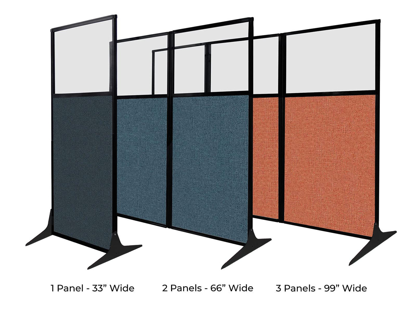 Versare Workstation Partition | Portable Wall Divider | Modern Office Cubicle | Free Standing Privacy Screen | Flexible Work Space | 66" x 70" W/Window, Cloud Gray Fabric Panels