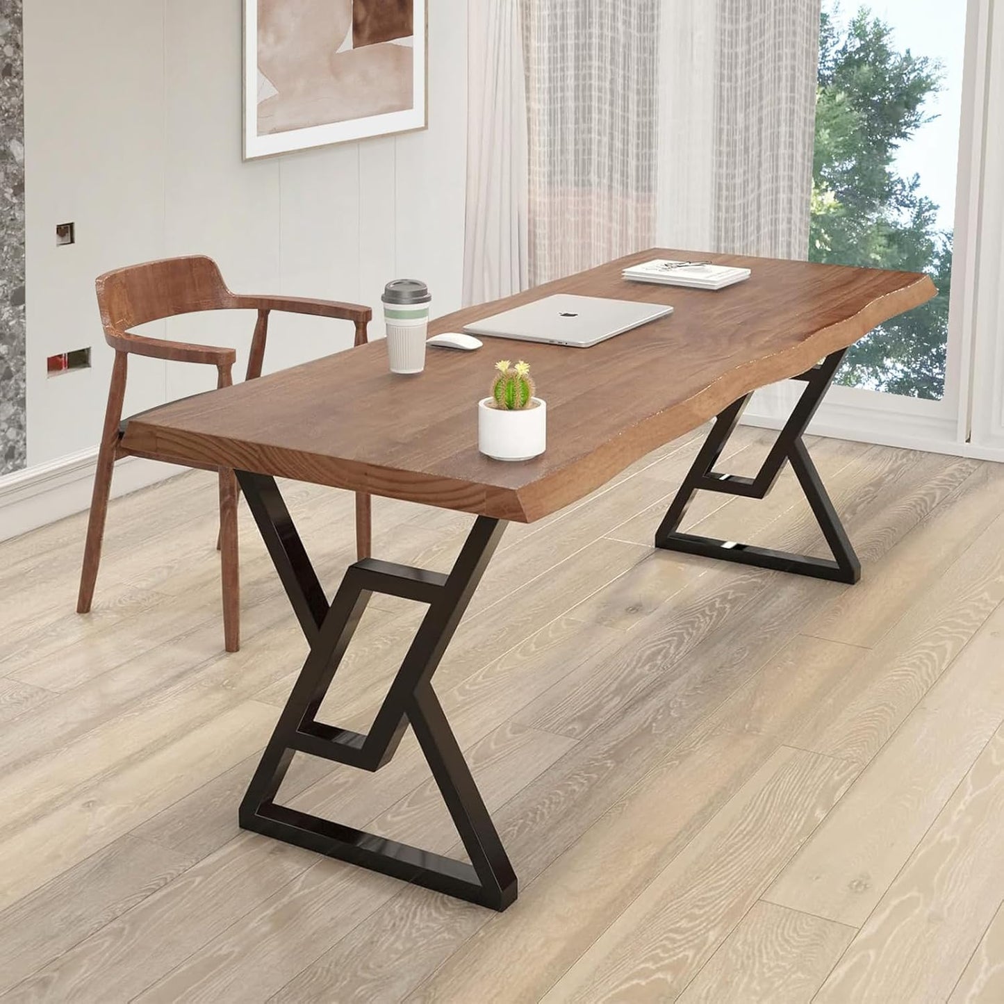 jmzx store Solid Wood Rustic Style 55.1-inch Computer Desk - Large Office Desk for Home Office (Black-w, 55.12 * 27.56 * 29.53)