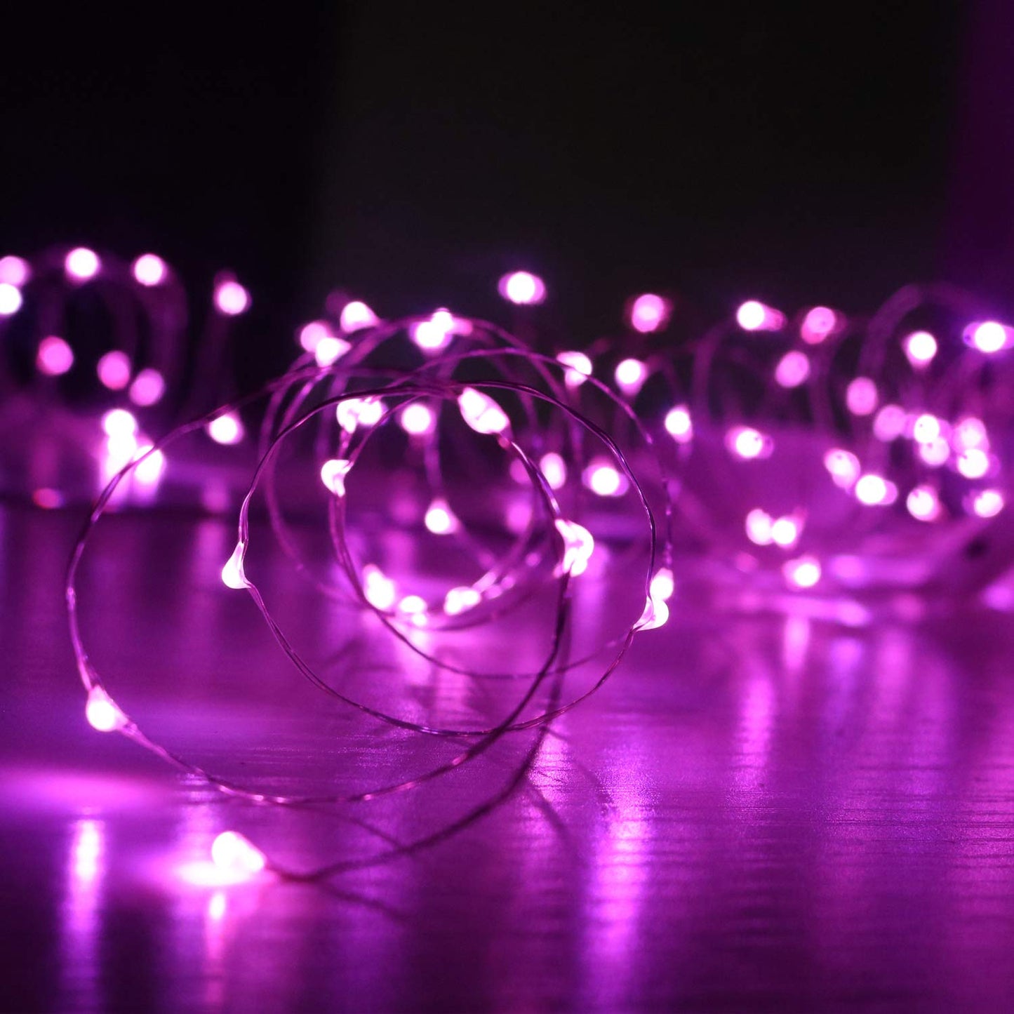 OakHaomie Fairy String Lights - 6-Pack, 7ft, Pink, Copper Wire, 20 Micro LEDs, CR2032 Batteries Included, Wedding/Party Decor