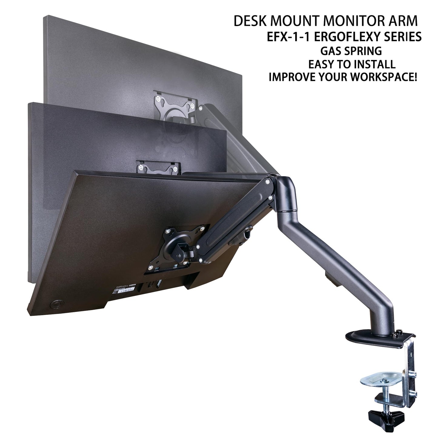 HP Series 5 Pro 24" WUXGA IPS Monitor with 5ms Response Time, Flicker Free, VESA Mount (100mm), Displayport, HDMI, Black/Silver Color with DKZ Hub & ErgoFlexy Single Monitor Mount