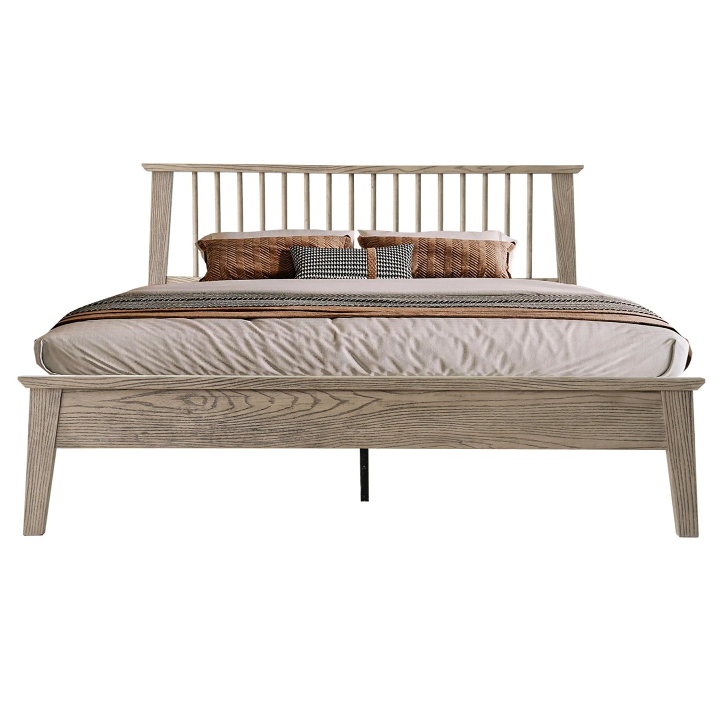 Full Size Solid Wood Platform Bed Frame, Headboard & Footboard, Easy Assembly, 12 Sturdy Slatted Base, Centre Metal Legs, No Box Spring Needed, Noise-Free & Slip-Free, Driftwood Gray Oak Finish YUF-33