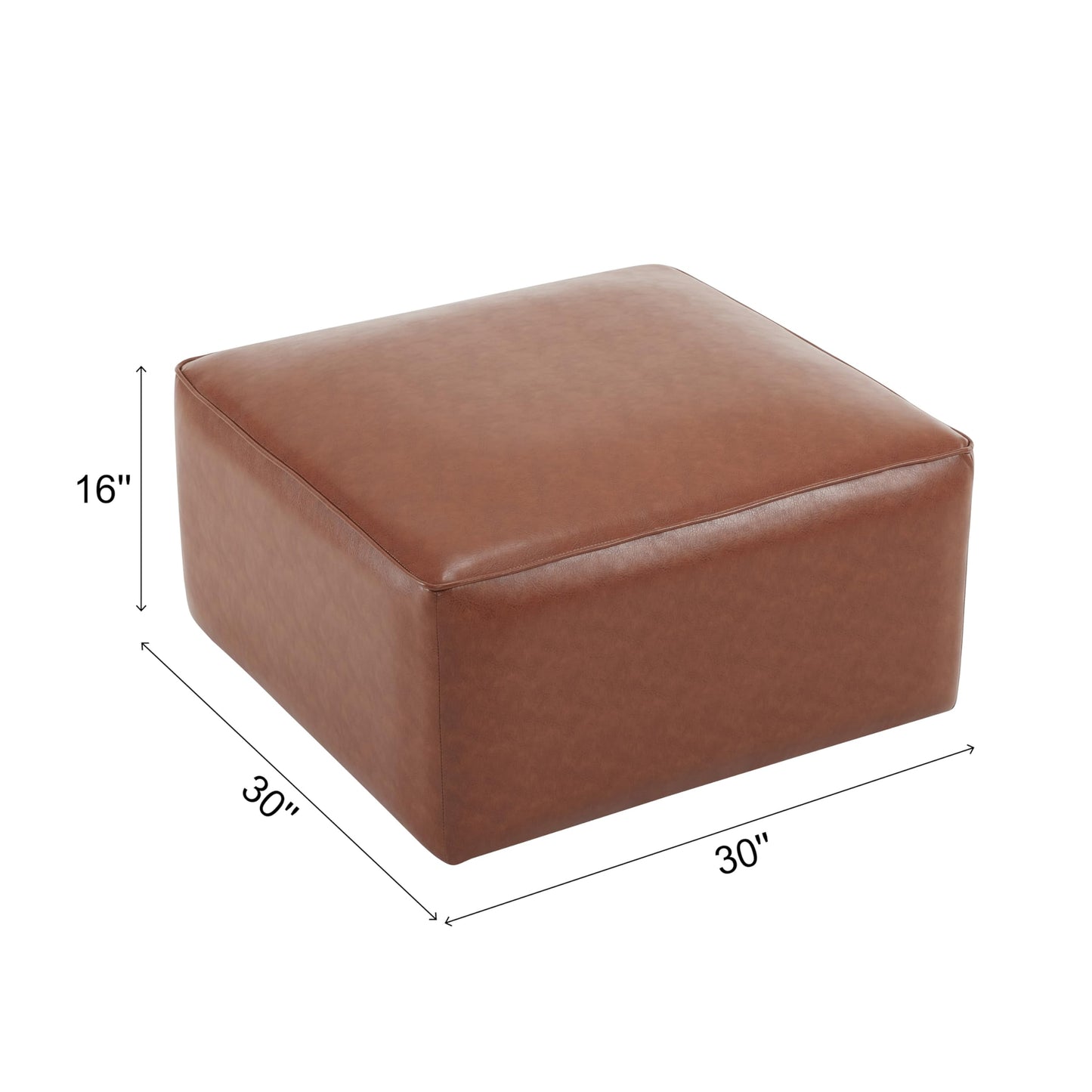 Merax 30" PU Ottoman, Modern Sofa Foot Rest Faux Leather Multifunctional Extra Seat, Side Table, Accent Piece Footstool for Living Room Bedroom