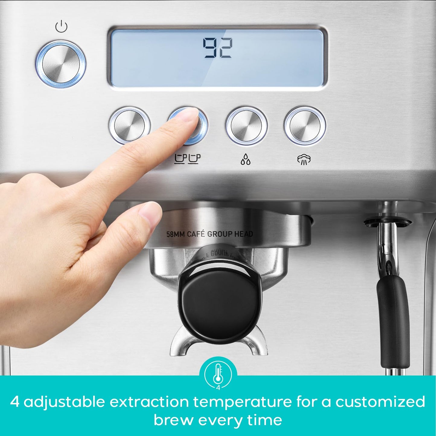 CASABREWS Ultra Espresso Machine with LCD Display, 20 Bar Espresso Maker with Powerful Milk Frother, Customizable Brewing Temperature, Barista-Level Latte and Cappuccino Machine for Home, Silver