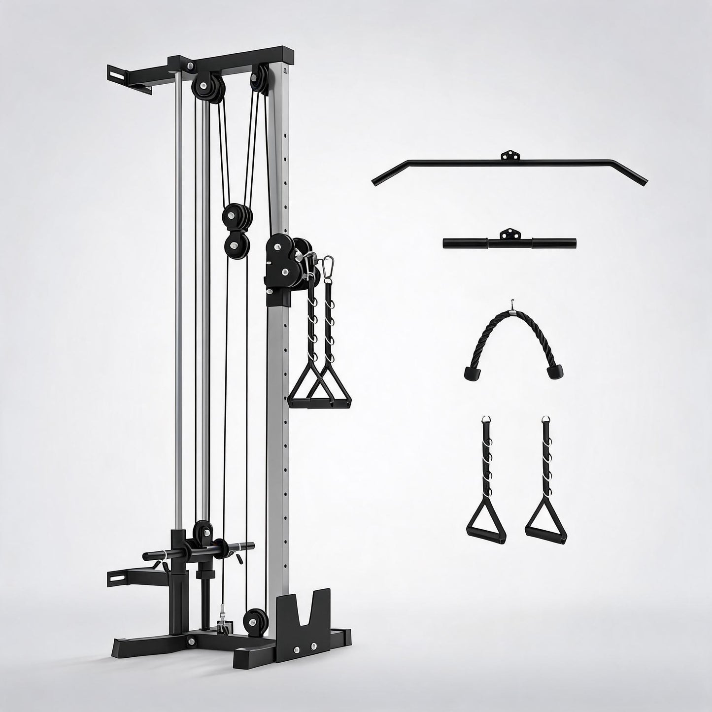 Wall Mounted Cable Machine for Home Gym, High and Low Cable Crossover Machine with 19-Position & Dual Pulley System, LAT Pulldown, Up to 400 Lb Capacity, Space-Saving (Weights Not Included)