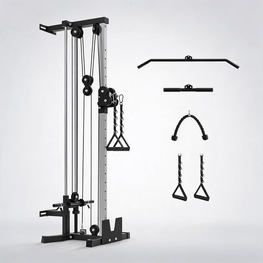 Wall Mounted Cable Machine for Home Gym, High and Low Cable Crossover Machine with 19-Position & Dual Pulley System, LAT Pulldown, Up to 400 Lb Capacity, Space-Saving (Weights Not Included)