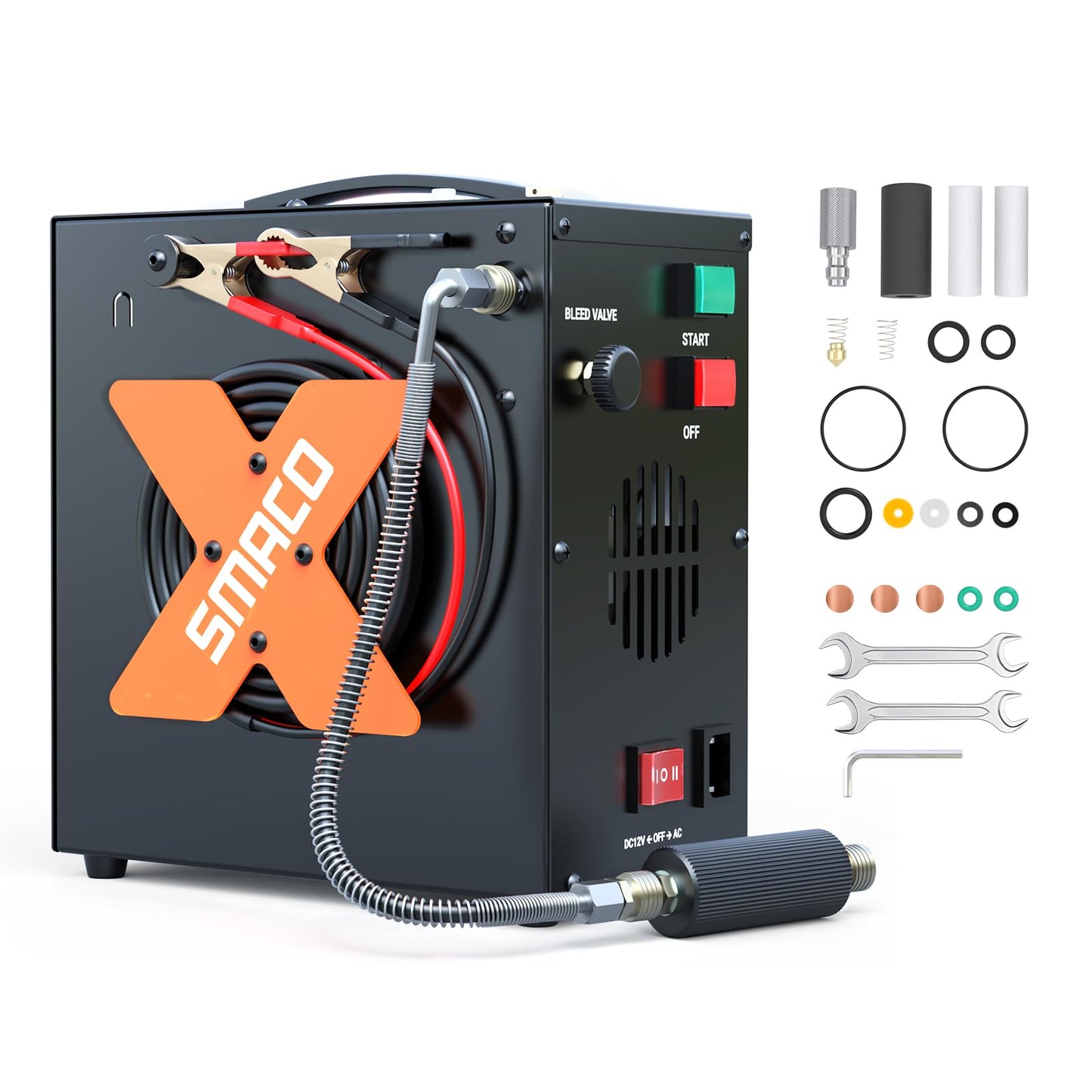 PCP Air Compressor 4500Psi/30Mpa High Pressure Air Compressor for Paintball/Scuba Tank, Oil-Free & No-noise & Auto-Shut off Air Compressors for Air Rifle/PCP Air-Gun, Powered by 12V DC or 110V-220V AC