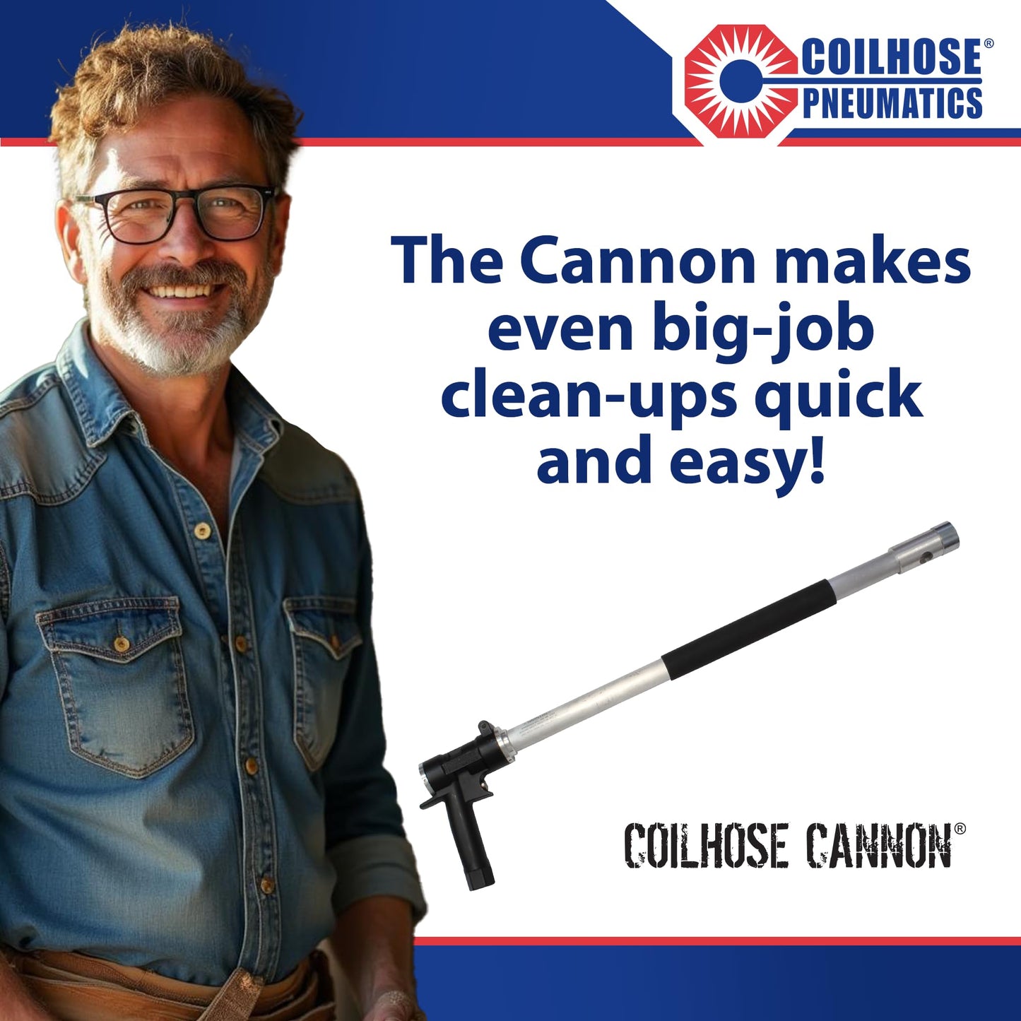Coilhose Pneumatics 9000-24S Cannon Extreme High Volume Blow Gun with 24-Inch Extension Safety Nozzle Tip