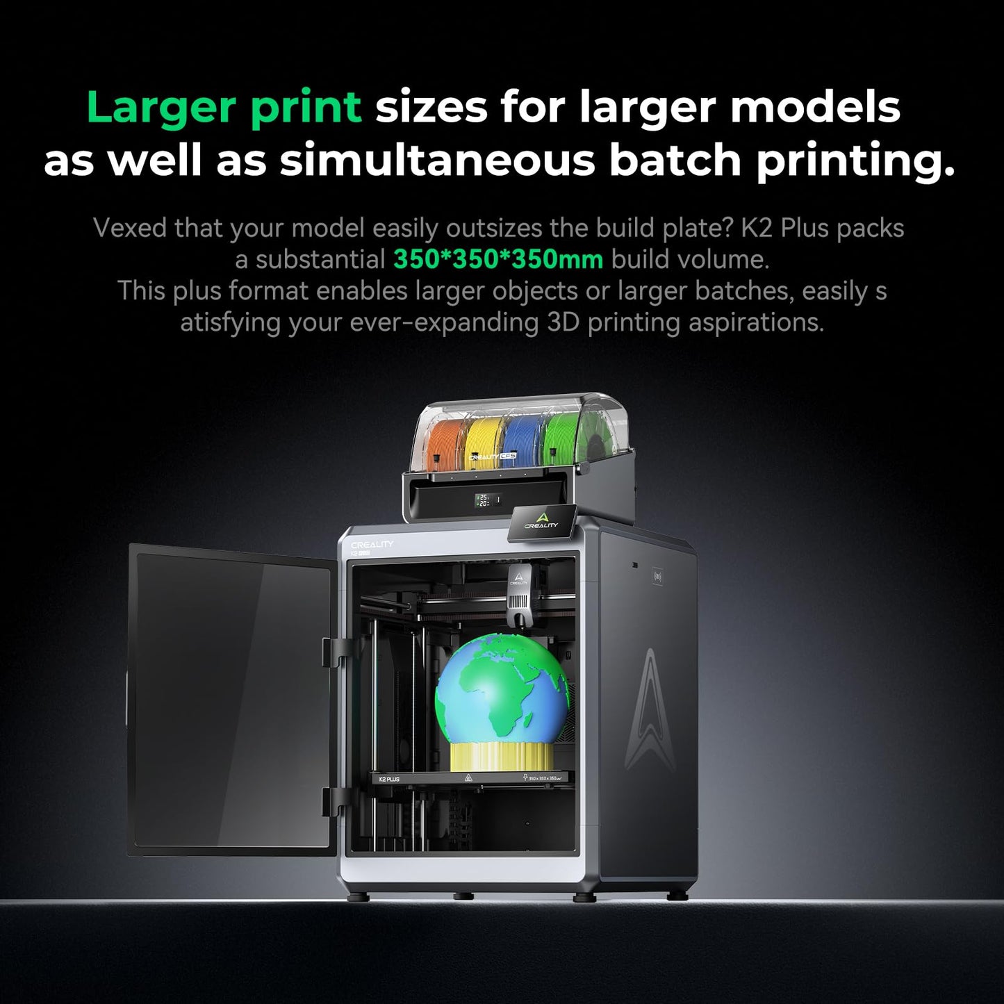 Creality K2 Plus Combo 3D Printer, Multi Color Printing with New CFS 600mm/s High-Speed Full Auto-Leveling Dual Al Camera Next-Gen Direct Drive Extruder Large Build Volume 13.78x13.78x13.78inch