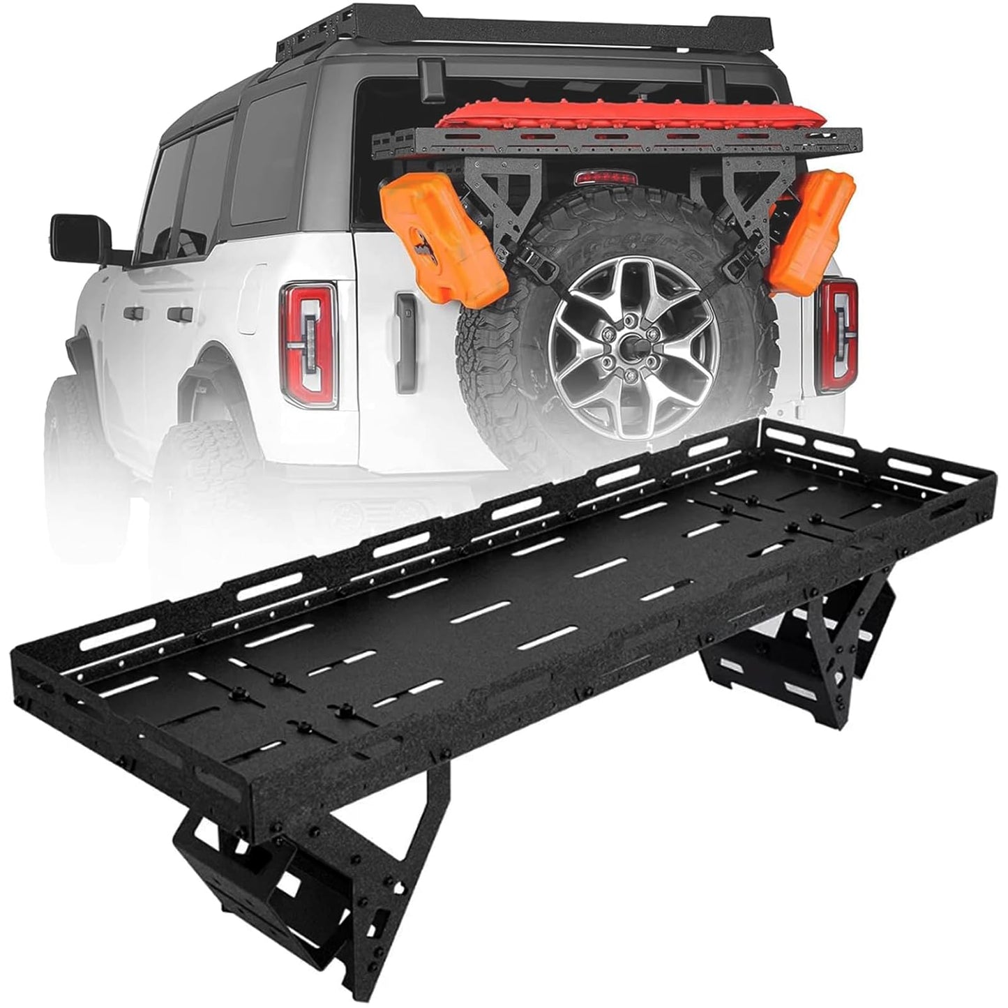 Flynsu 30-40" Spare Tire Cargo Basket Storage Tray Replacement for Jeep Wrangler JK JL TJ YJ CJ Ford Bronco SUV
