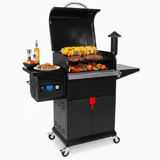 Z GRILLS Wood Pellet Grill & Smoker 8-in-1 Pellet Grill with Automatic Temperature Control，Meat Probes，572 Sq. in Area for Backyard Camping Outdoor Party