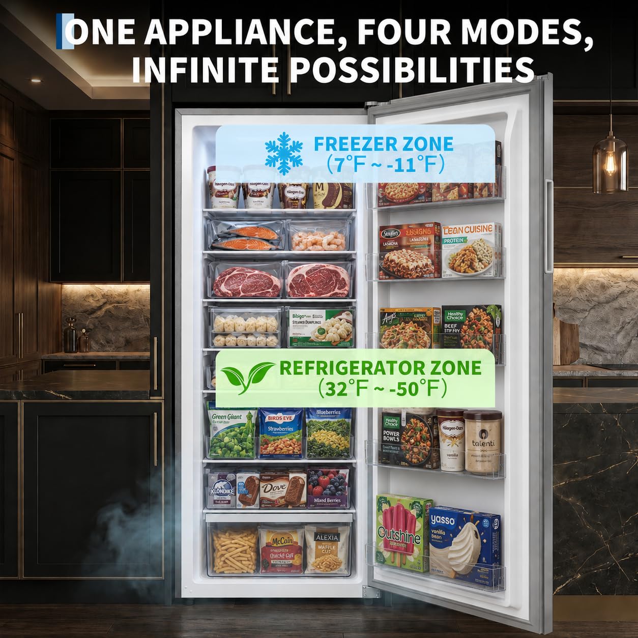 14 Cu.Ft Upright Freezer, Single Door Stand Up Freezer with Adjustable Shelves, Mechanical Temperature Control, Freestanding Deep Freezer for Garage, Kitchen, Home Use