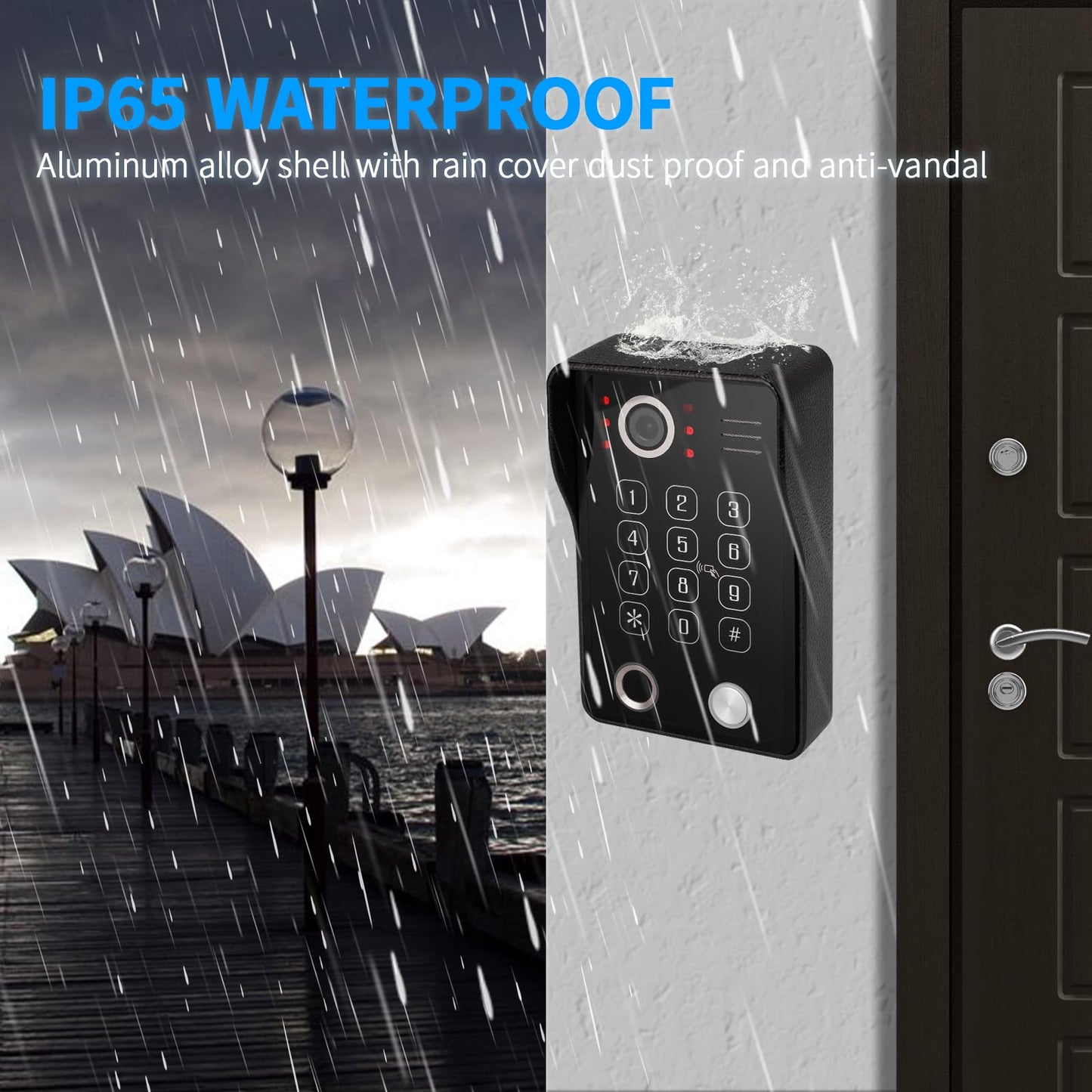 Wired Video Apartment Intercom System,Door Phone Kit,10 Inch Touch Monitor with 1080P HD Doorbell Camera,Supporting Motion Detecting 5 in 1 RFID Card Unlcking for Home Villa (1 Doorbell + 2 Monitor)