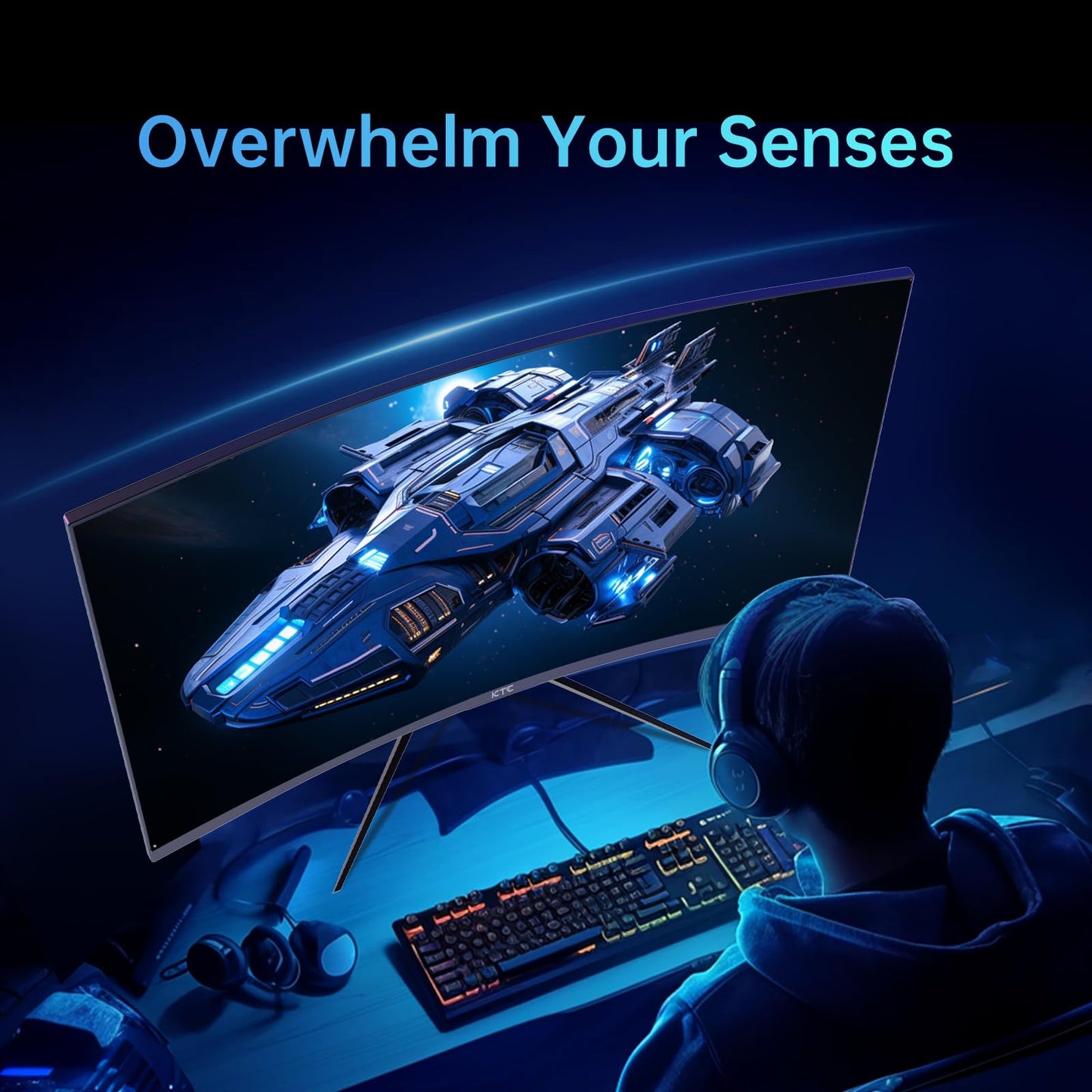 KTC 32 inch 240Hz Curved Gaming Monitor, 1500R 1080P Curved Monitor 1ms, Adaptive Sync, HDR10, 125% sRGB, HDMI 2.0 x2 & DP1.4 x1, VESA, Tilt Adjustable,Xbox PS5 Switch, Black, H32S17F