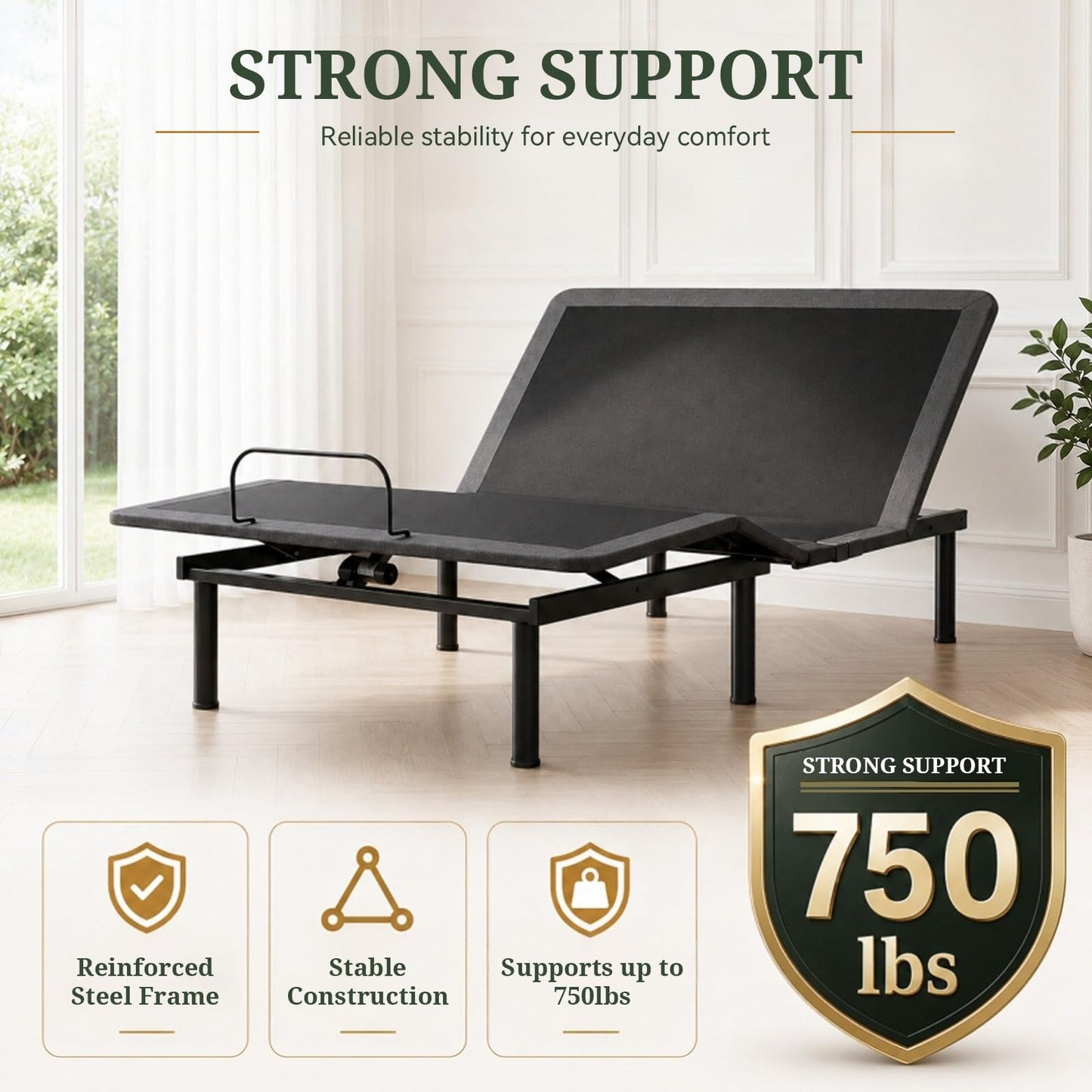 Queen Adjustable Bed Frame, Ergonomic Adjustable Bed Base with Wireless Remote and USB Ports, Independent Head and Foot Incline, Zero Gravity,Under-Bed Nightlight