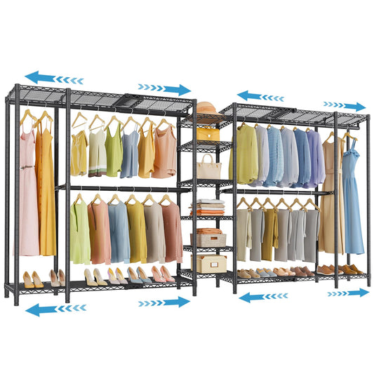 VIPEK X5 Extra Large Expandable Clothes Rack Adjustable from 7'8" to 10'5", Reach-in Closet Metal Clothing Racks Walk-in Freestanding Wardrobe Portable Closets, Black