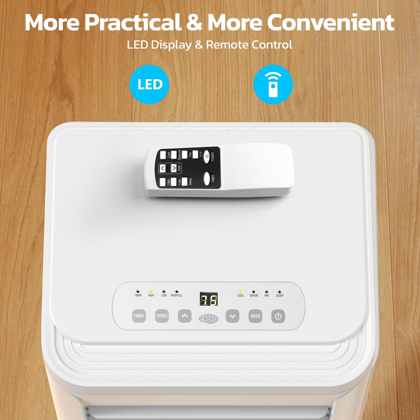 Electactic 8050 BTU Portable Air Conditioner for Rooms up to 450 Sq.Ft, 4 Modes Portable AC Unit with Cool, Dry, Fan and Sleep Modes, Remote and LED Display, Installation Kits for Home, Apartment