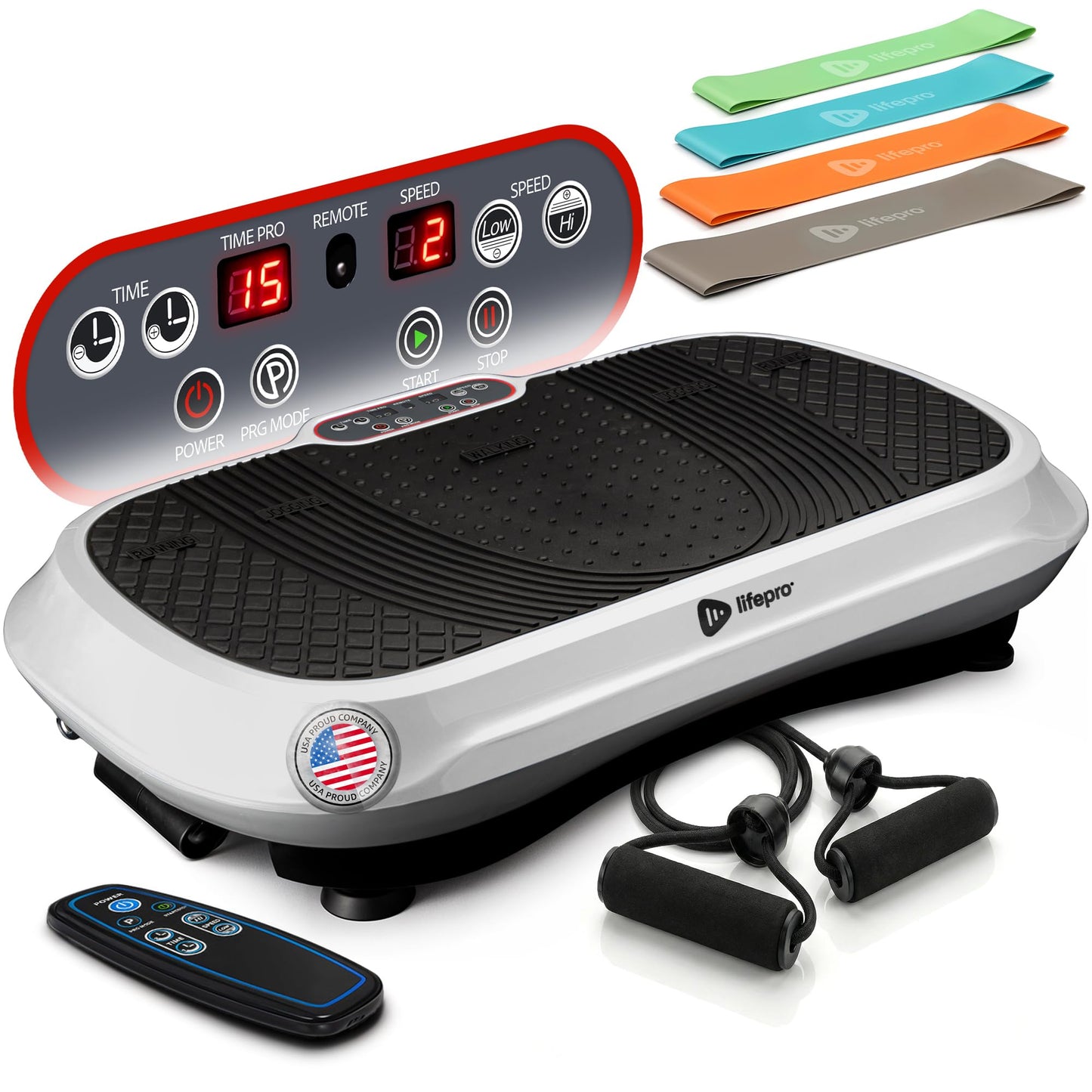 Lifepro Waver Vibration Plate Exercise Machine – High-Intensity Vibration Plate for Lymphatic Drainage – Full-Body Workout Vibrating Platform with Loop Bands – Fitness Equipment for Strength & Toning