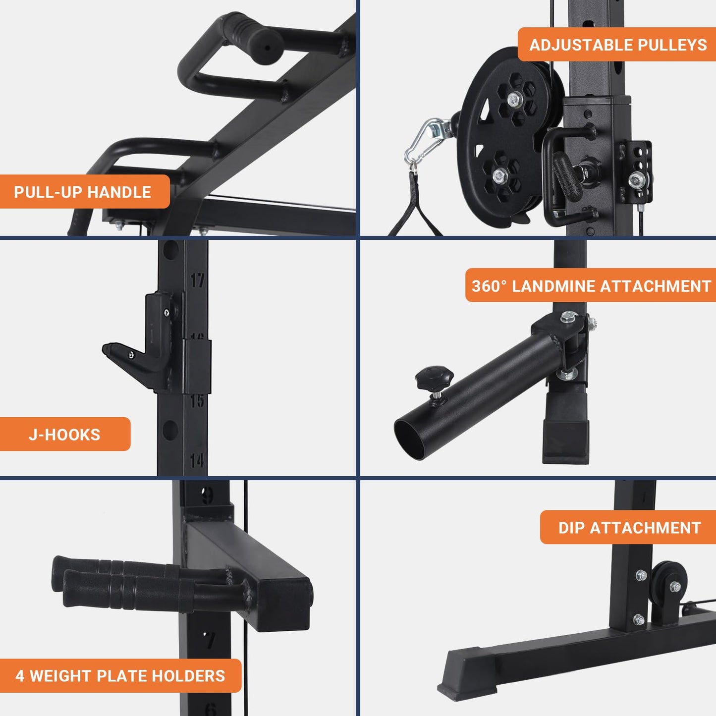 GarveeLife Power Cage,2000LBS All in One Squat Power Rack with Dual Pulley Cable Crossover System,Heavy-Duty Steel Construction Squat Rack for Strength Training
