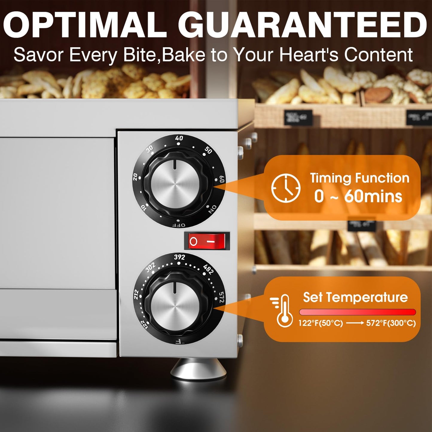 PYY Pizza Oven Indoor Electric Countertop Commercial Pizza maker with Crumb Tray Stainless Steel Pizza Cooker Machine for Home