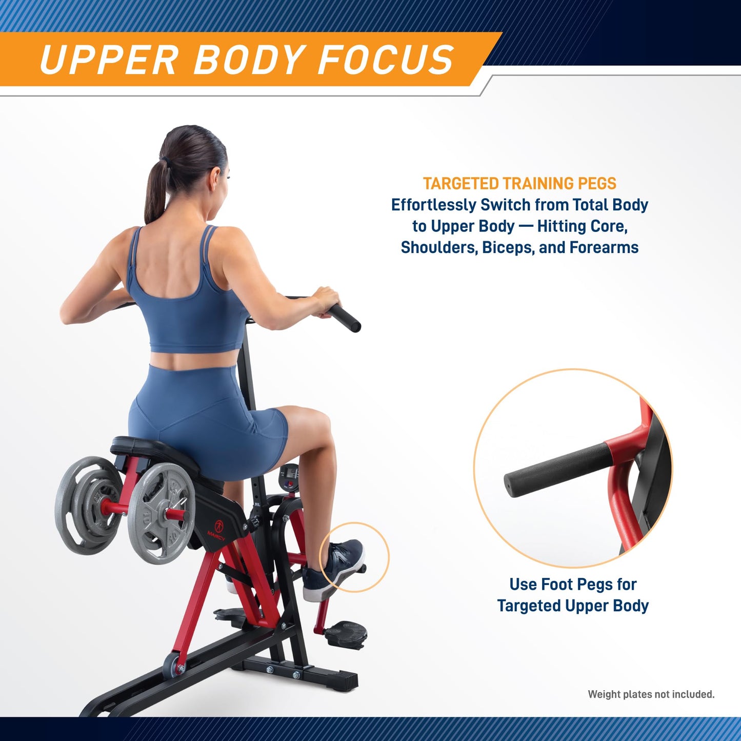 Marcy Easy Rider - Full-Body Exercise Workout Rowing Squat Machine, Free-Weight Resistance, Includes Performance Monitor for Compact Home Gym JX-1057