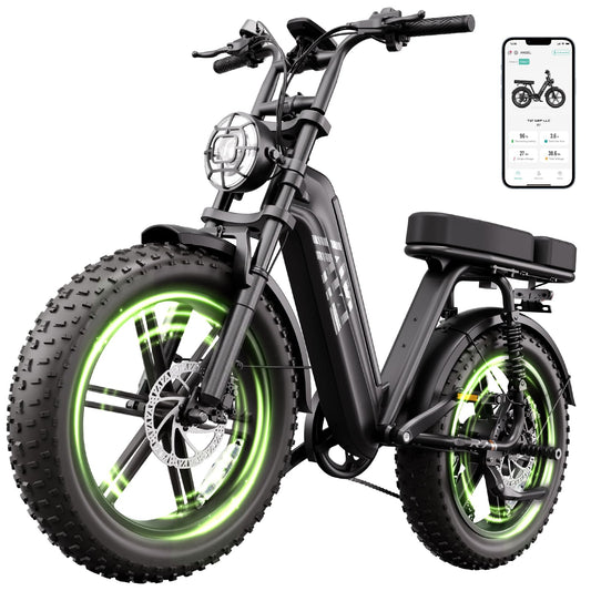 TST Electric Bike for Adults 1500W Peak 20" Fat Tire All-Terrain E-Bike 60 Miles Electric Dirt Bike for Road Sand Mountain Snow - 48V 15AH Battery Safety Tested to UL 2849 Powered