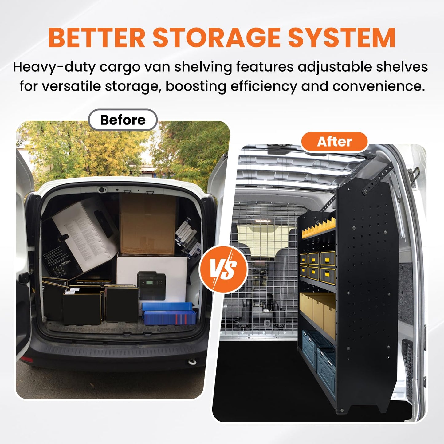 EONECROSS Cargo Van Shelving Storage System Low/Mid/High Roof Steel Van Shelves Fit for Ford Transit,GM,Chevy Express,NV,Promaster,Sprinter and Metris,32" W x 46" H x 13" D