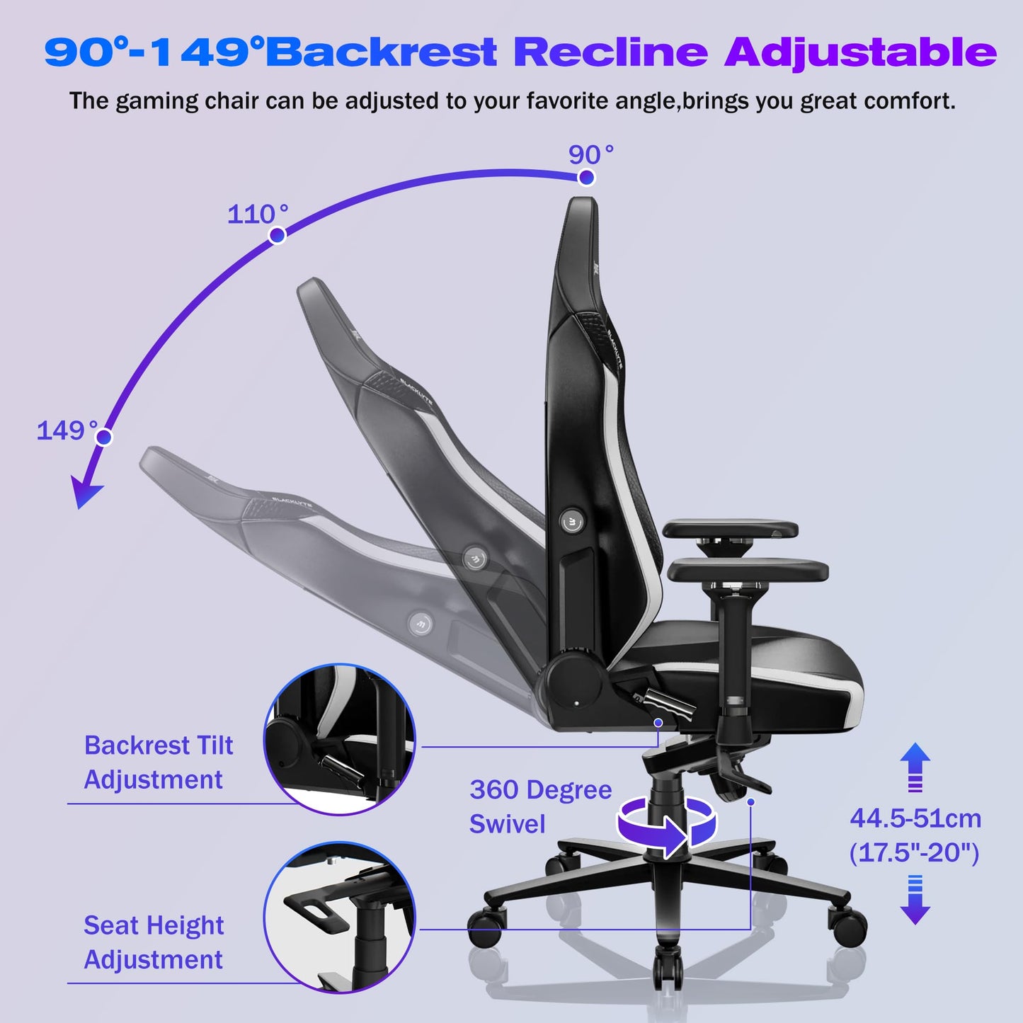 Blacklyte Athena Pro Gaming Chair Computer Chairs with Magnetic Head Pillow and Lumbar Support Height Adjustable with 360°-Swivel Seat Leather Ergonomic Desk Chair for Gaming(Spirit)