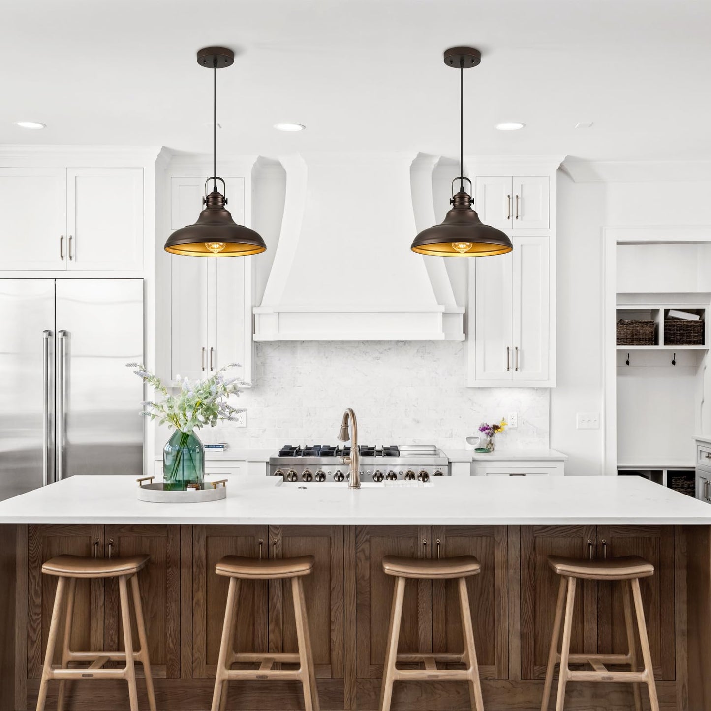 Haolaike Oil Rubbed Bronze Pendant Light, Metal, 2 Packs, Modern Design for Kitchen Island, Model Haolaike-ORB-Pendant-Light