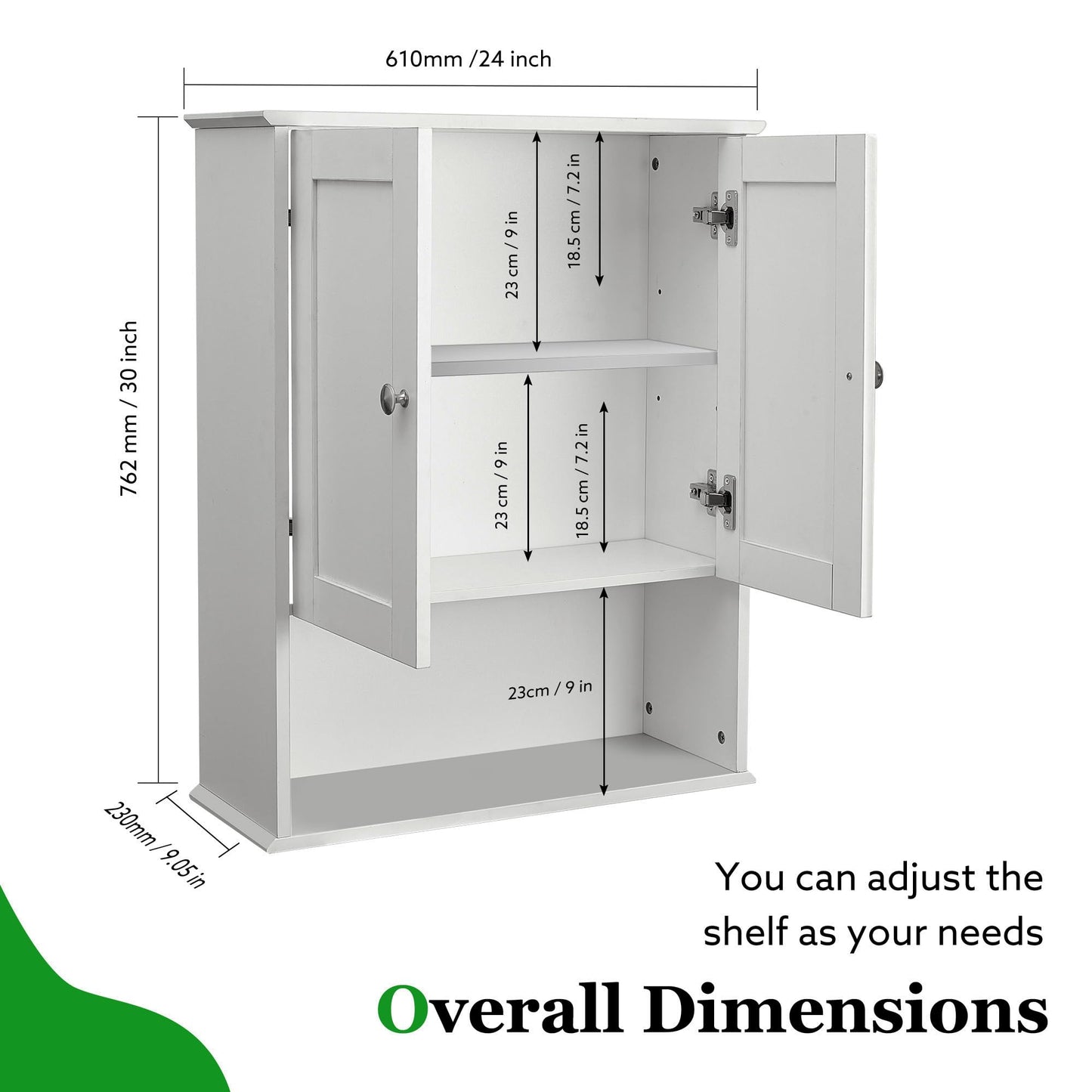 BYAOLVCY Bathroom Cabinet Wall Mounted Over Toilet Storage Cabinet, 24x30 Inch Wooden White Bathroom Wall Cabinet Above Toilet Storage Medicine Cabinets for Kitchen Laundry Bedroom