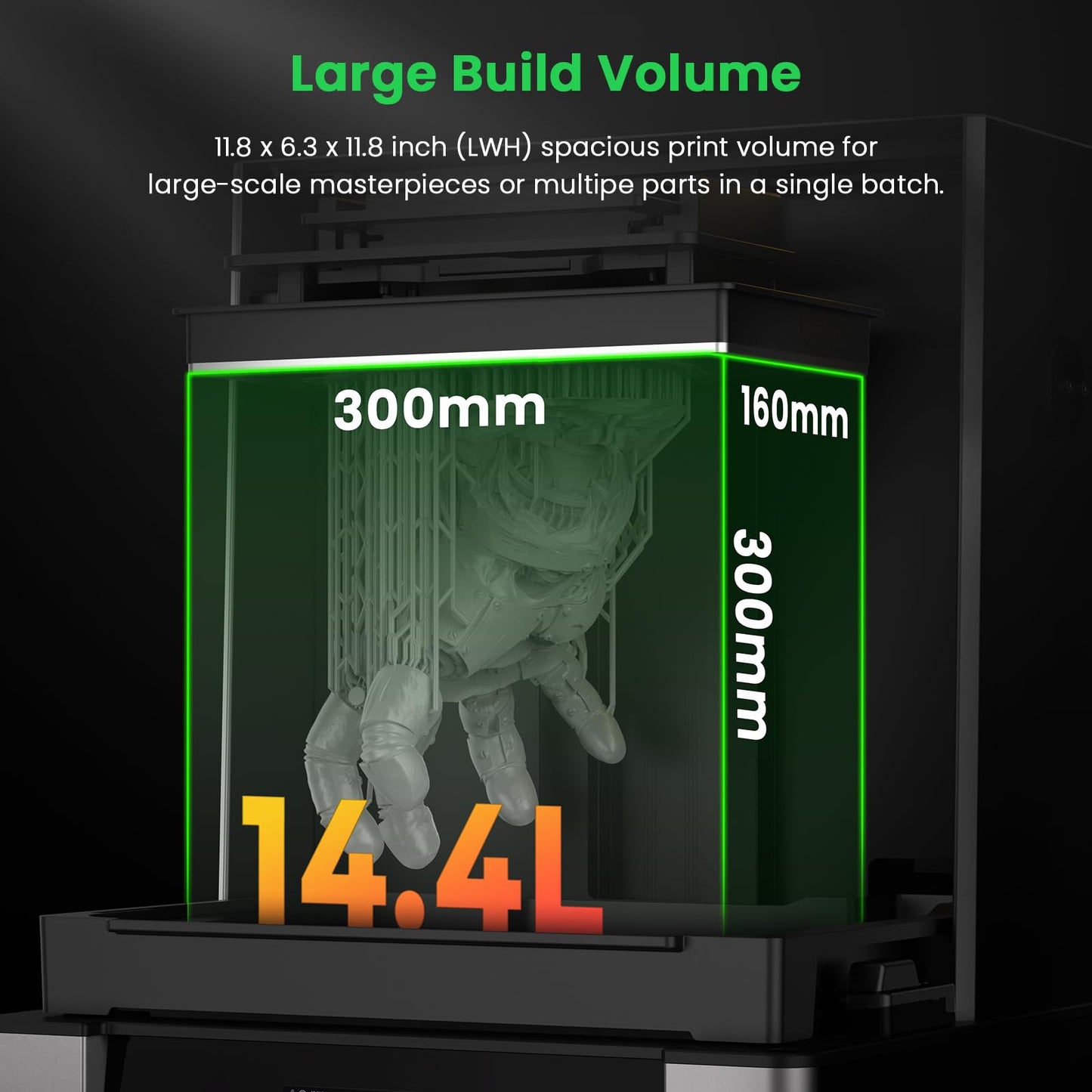 UniFormation GK3 Ultra 13.5-Inch Large Resin 3D Printer 16K High-Resolution LCD 3D Resin Printer Big Build Volume 11.8x6.3x11.8in, Auto Resin Heating, Auto Feeding System for Professional 3D Printing